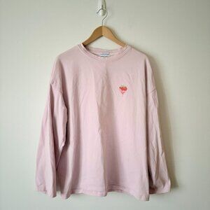 Strawberry Milk Mob Oversized Long Sleeve Shirt Pink Size Medium